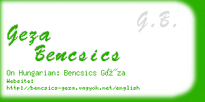 geza bencsics business card